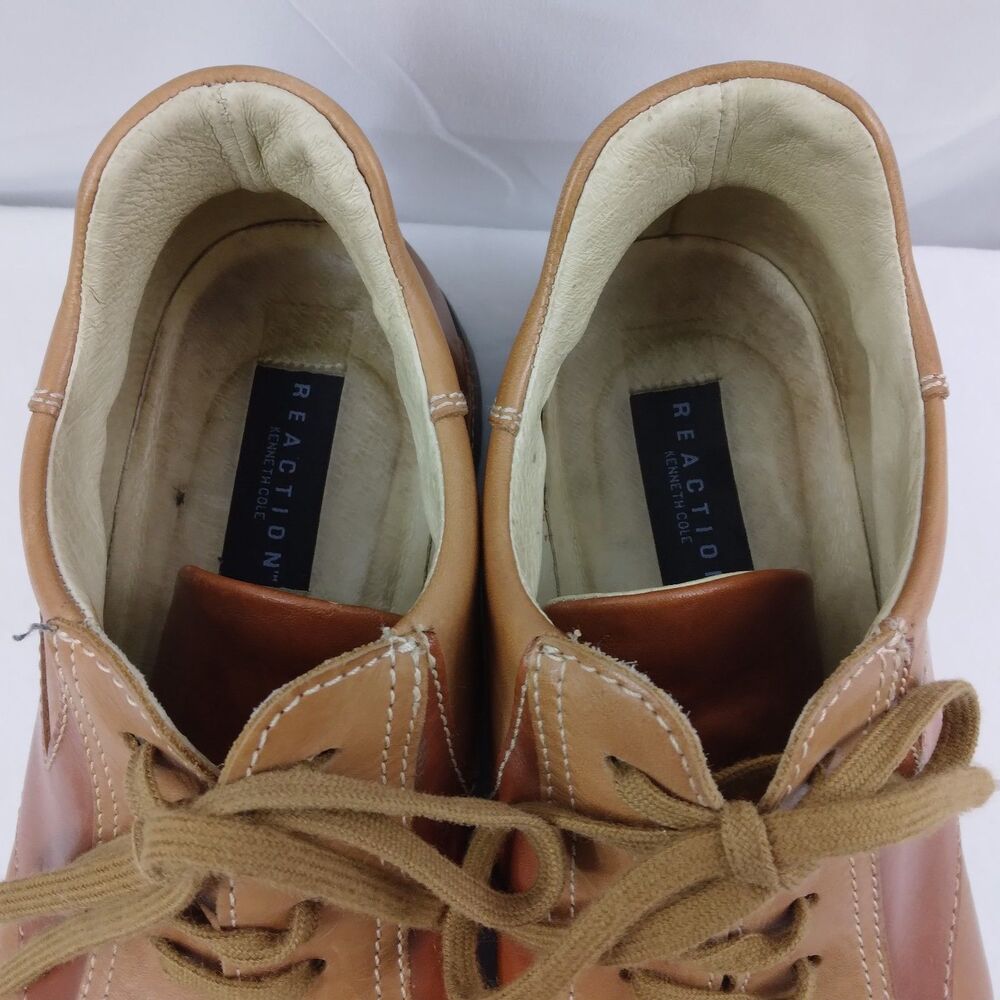 Kenneth Cole Reaction Brown Leather Lace Up Oxford 2 Tone Y2K Preppy Men's 12 - Picture 7 of 16